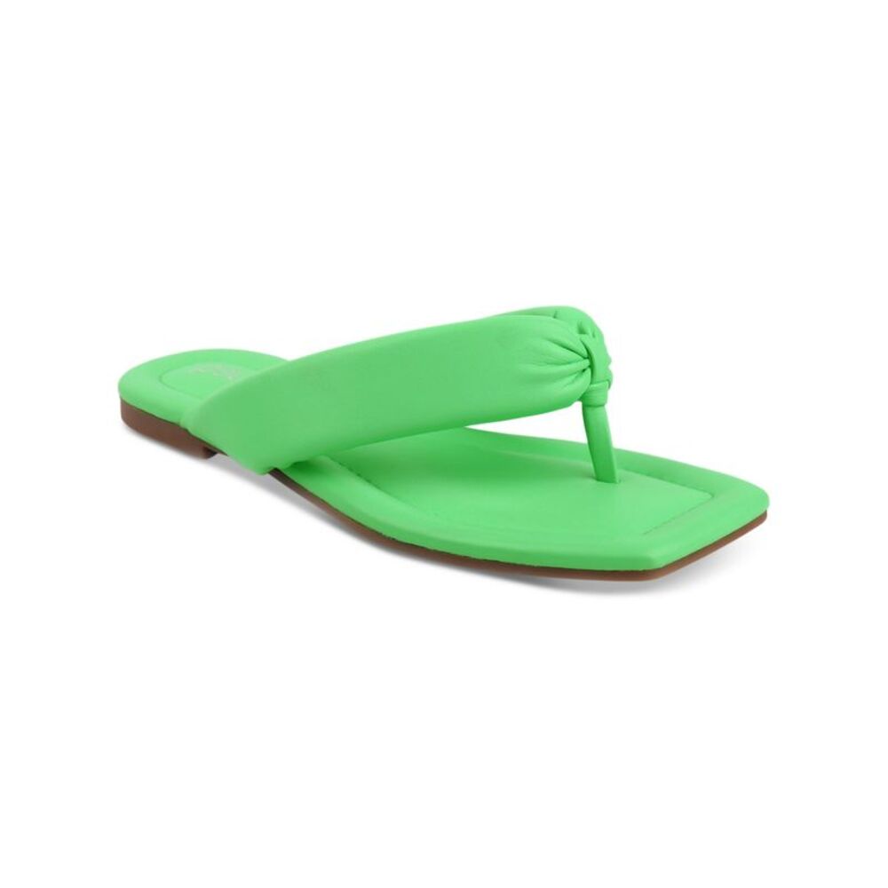 BAR III Womens Green Padded Cloverr Square Toe Slip On Thong Sandals 7 M